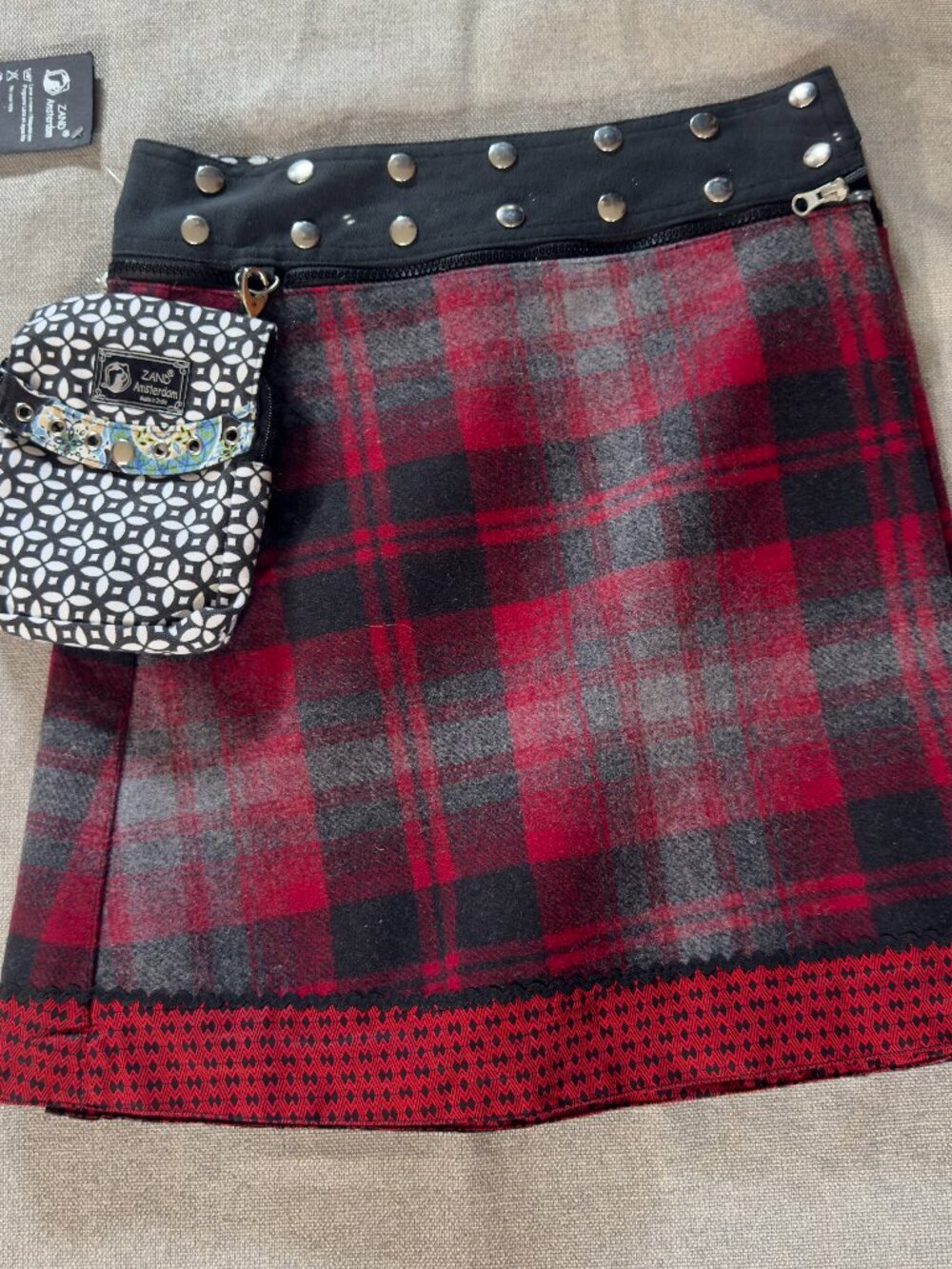 Zand Amsterdam Wool Wrap Skirt Red Plaid